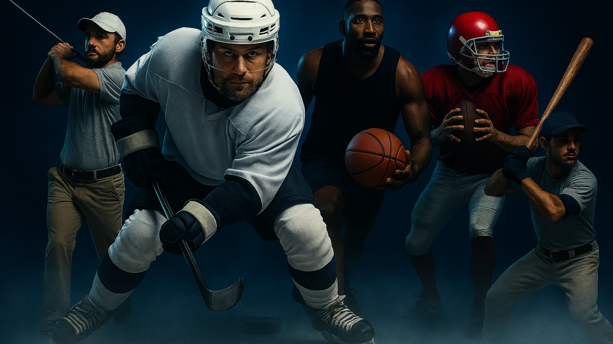 Sports players in dramatic poses